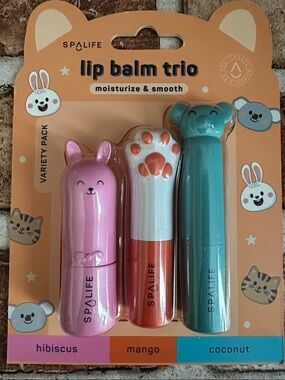 SPALIFE Lip Balm Trio - Hibiscus, Mango & Coconut Flavors